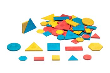 Grand ensemble de blocs logiques (60 pièces) | RE-Wood® Attribute Blocks formes géométriques 1