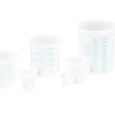 Measuring cup set with blue scale (6 pieces) | Measure scale liquid volumes