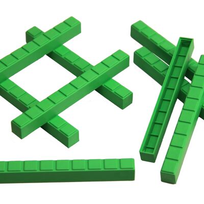 Dieci bastoncini 50 pezzi (verde) | RE-Plastic® Aritmetica decimale Impara la matematica