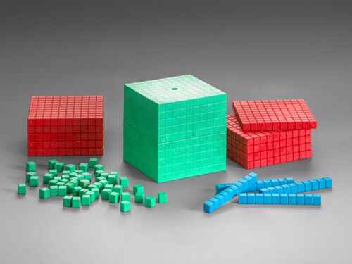 Dienes Grundsortiment in Montessori-Farben (121 Teile) | Dezimalrechnen Mathematik