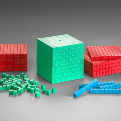 Surtido básico de Diene en colores Montessori (121 piezas) | Matemáticas decimales