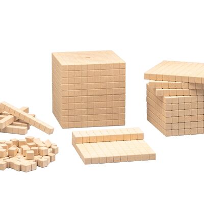 Dienes Grundsortiment naturfarben (121 Teile) | RE-Wood® Dezimalrechnen Mathematik