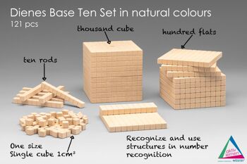 Assortiment de base Dienes couleurs naturelles (121 pièces) | Mathématiques décimales RE-Wood® 2