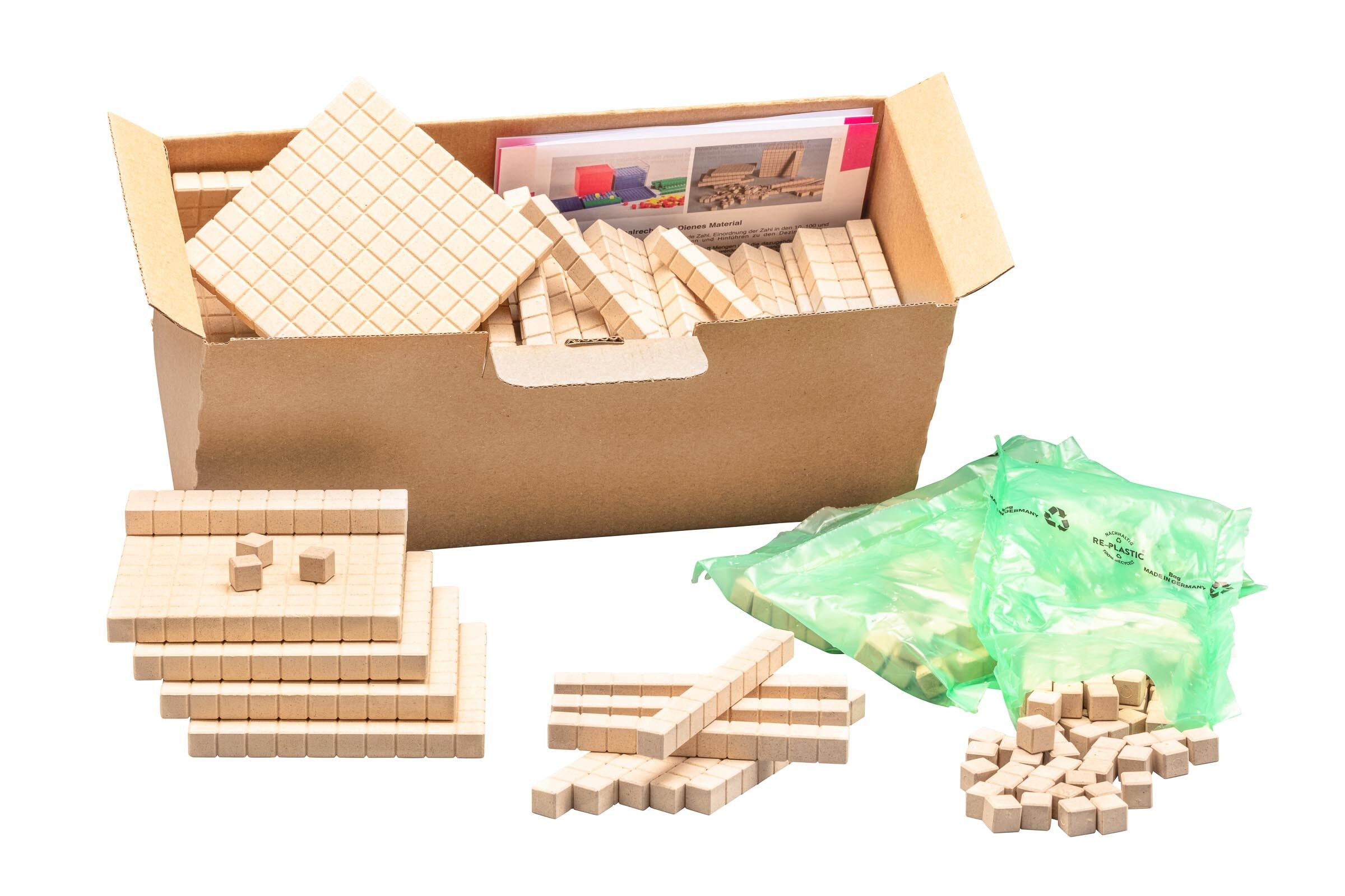 Dienes set classe colorato naturale (432 pezzi) | Impara la matematica decimale RE-Wood®