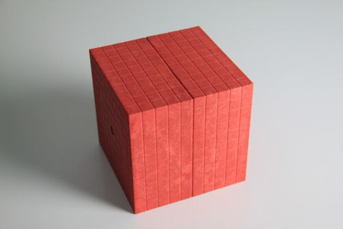 Dienes Tausenderwürfel rot (1 Stück) | RE-Wood® Dezimalrechnen Mathe lernen