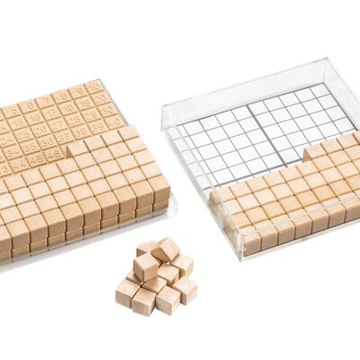 Caja de centenas, color natural 10 x 10 cm (29 piezas) | RE-Wood® Aprenda matemáticas
