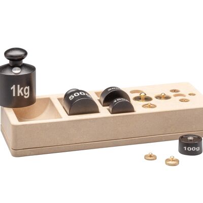 Weight set 2kg 13 weights in RE-Wood® block | weigh scale school