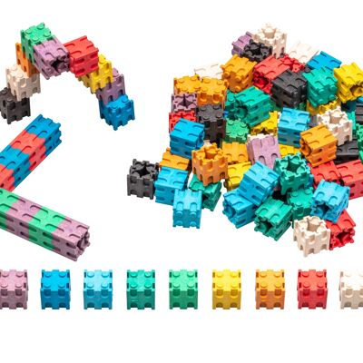 Cubos de palitos en 10 colores (100 piezas) | 2x2x2cm RE-Wood® Aprende matemáticas escuela primaria