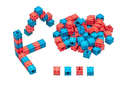 Steckwürfel rot/blau (100 Stück) | 2x2x2cm RE-Wood® Mathe lernen Grundschule