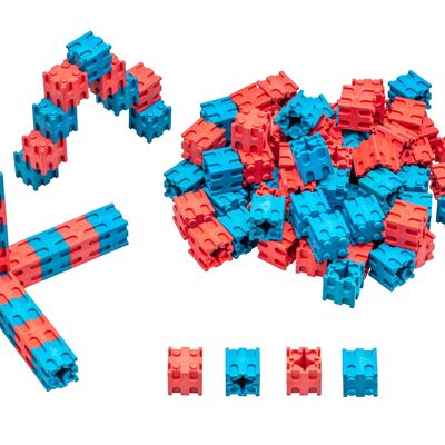 Stick cubes red/blue (100 pieces) | 2x2x2cm RE-Wood® Learn math primary school