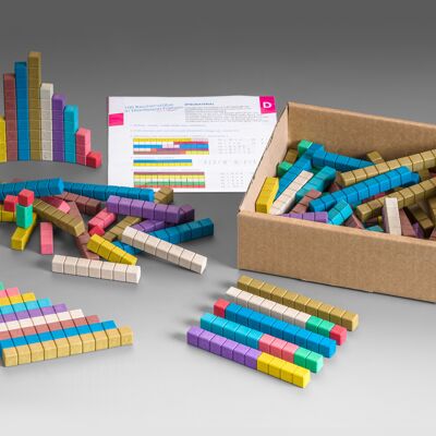 Slide rules in 10 Montessori colors (100 pieces) | match bead material