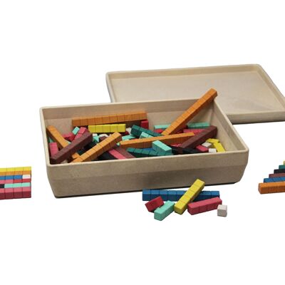 Slide sticks en 10 colores (126 piezas) | Barras deslizantes para la escuela de aprendizaje de matemáticas RE-Wood®