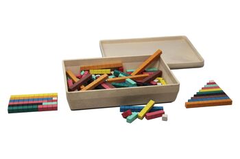 Glisser des bâtons en 10 couleurs (126 pièces) | Bâtonnets coulissants pour l'école d'apprentissage des mathématiques RE-Wood® 1