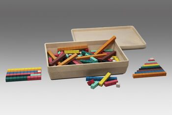 Glisser des bâtons en 10 couleurs (126 pièces) | Bâtonnets coulissants pour l'école d'apprentissage des mathématiques RE-Wood® 3