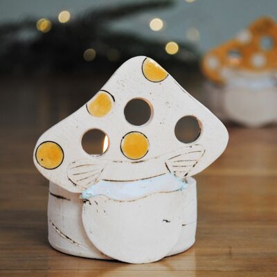 Yellow Mushroom Christmas Tealight Holder