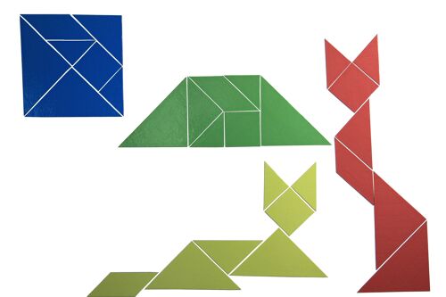 Tangramsatz magnetisch in 4 Farben für die Tafel (28 Teile) | Geometrie Muster