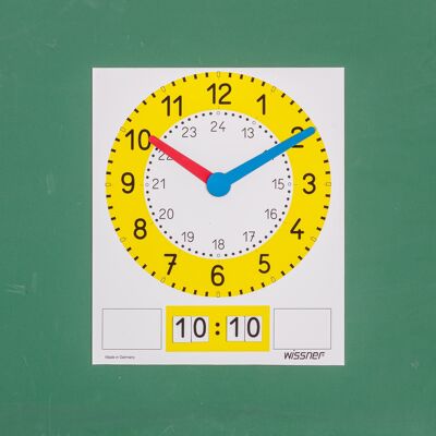 Lámina de reloj magnética para la pizarra | Tiempo de aprendizaje de la escuela primaria analógica y digital.