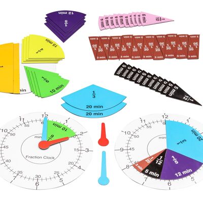 Bruchrechenuhr magnetisch (Fraction Clock) | Bruchrechnen & Uhrzeit Mathe lernen
