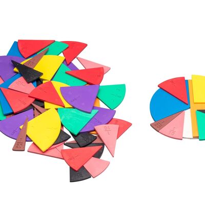 Ronda de fracciones (71 partes) | Fracciones Aprende matemáticas Escuela RE-Plastic®