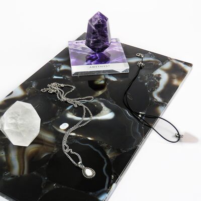 Black Agate Tray Rectangle Tray 21 x 35 cm