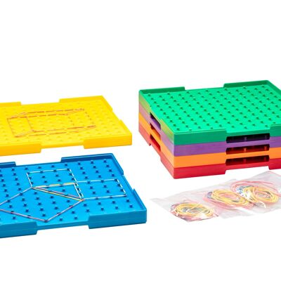 Tableros de geometría grandes, doble cara en 6 colores (6 piezas) | tablero geo aprender matematicas