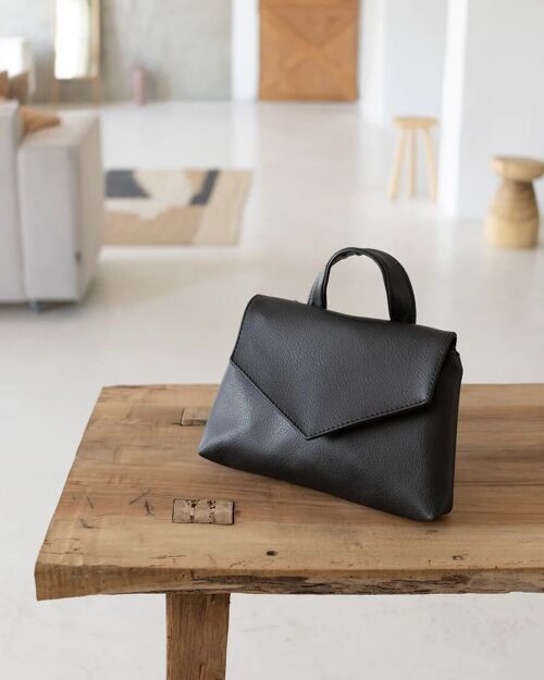 ELISE PETIT Small Black Vegan-Leather Shoulder Bag with Handle