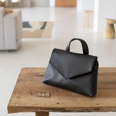 ELISE PETIT Small Black Vegan-Leather Shoulder Bag with Handle