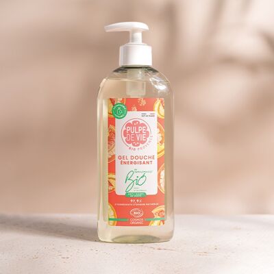 Gel douche énergisant à l'eau de pamplemousse 400 ml, cosmétique antigaspi bio, format recharge, Upcycling, PIMP MY MOUSSE, formule naturelle