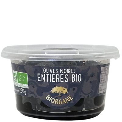 Organic whole black olives in 100% recyclable jar