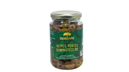 Olives vertes bio dénoyautées natures