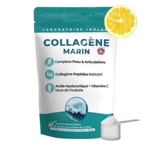 Collagène Marin arôme citron - Peau & Articulations - Complexe avec Acide Hyaluronique + Acérola