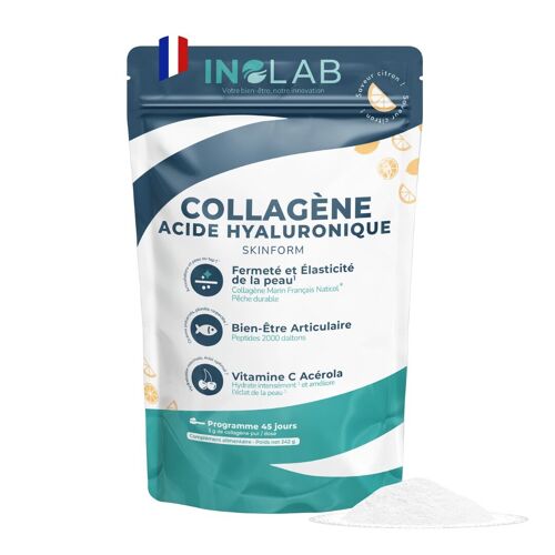 Collagène Marin arôme citron - Peau & Articulations - Complexe avec Acide Hyaluronique + Acérola