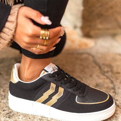 PACK Sneakers da donna nere e oro.