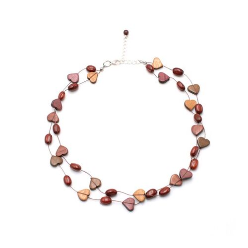 Collier double bois multicolore Bella