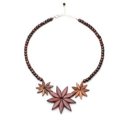 Necklace 3 multicolored wooden flowers Flora