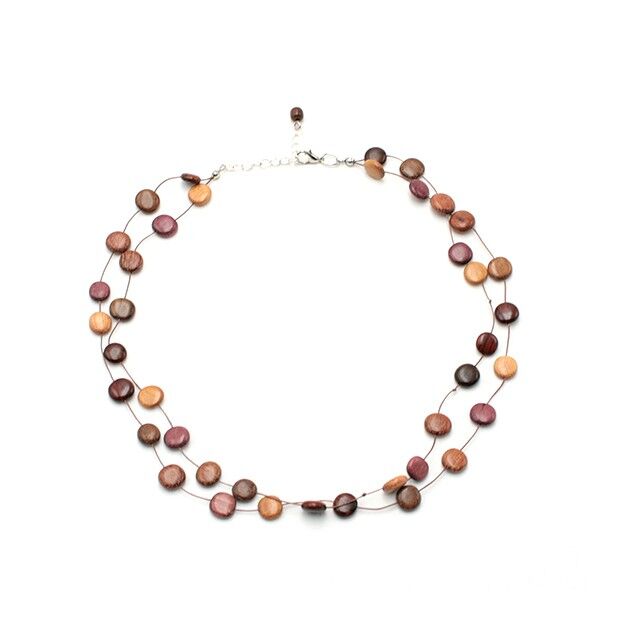 Collana doppia Ariana in legno multicolore