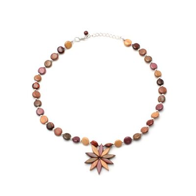 Floriane multicolored wooden flower necklace