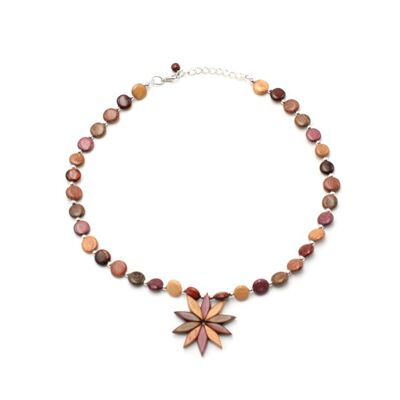 Collier fleur bois multicolore Floriane