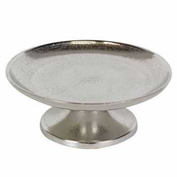 Assiette à gâteau Bologna M argent avec socle Ø 19cm plateau rond en fonte d'aluminium avec optique brute 8