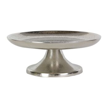 Assiette à gâteau Bologna M argent avec socle Ø 19cm plateau rond en fonte d'aluminium avec optique brute 10