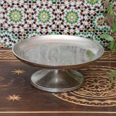 Cake plate Bologna M silver with base Ø 19cm round cast aluminum tray with raw optics