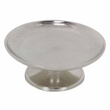 Assiette à gâteau Bologna M argent avec socle Ø 19cm plateau rond en fonte d'aluminium avec optique brute 4