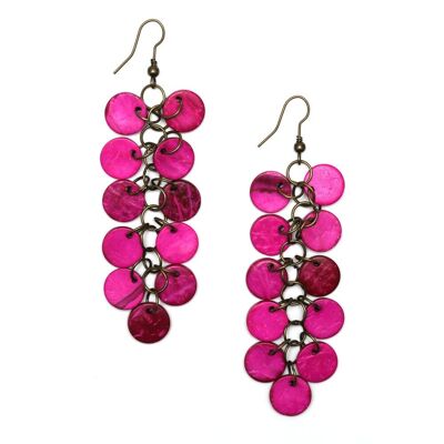 Pink Wooden Discs Earrings