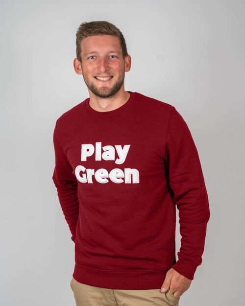 Sweat col rond "Play Green" Homme Bourgogne