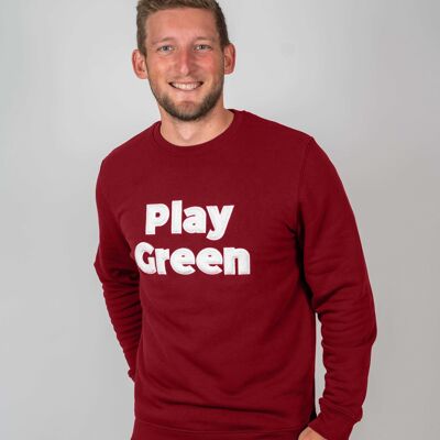 Sweat col rond "Play Green" Homme Bourgogne