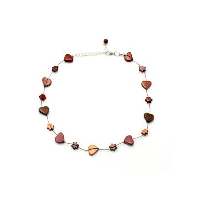 Collier coeur bois multicolore Nina