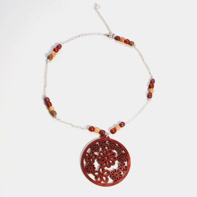 Dannie multicolored wooden flower chain necklace