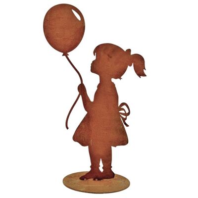 Ragazza con palloncino | Figura realizzata in metallo con patina di ruggine | idea regalo originale