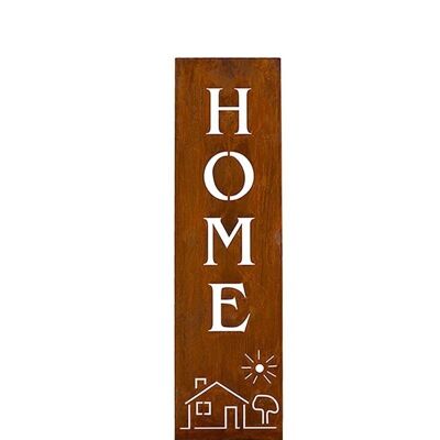 Home Deko Schild aus Metall | Gartendeko Rost Ständer | zum stecken | 55 cm