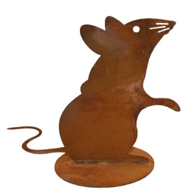 Souris décorative en métal au design patiné